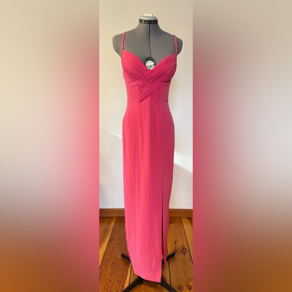 Bubblegum Pink maxi dress with crisscross back, size 4